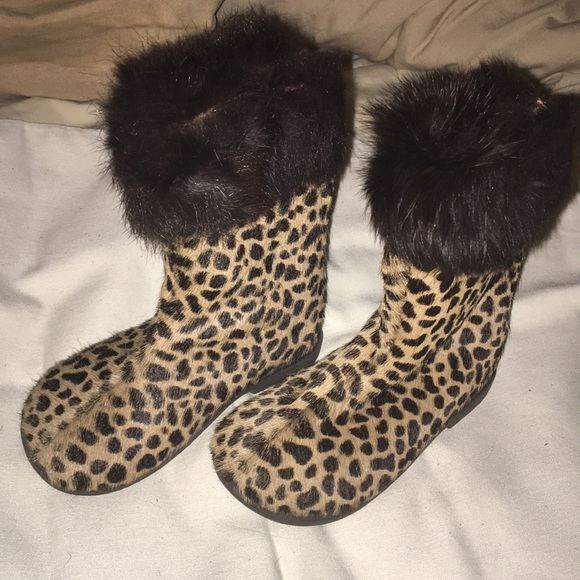 Little Eric Shoes Italy Made Little Girls Leopard Print Dress Boots